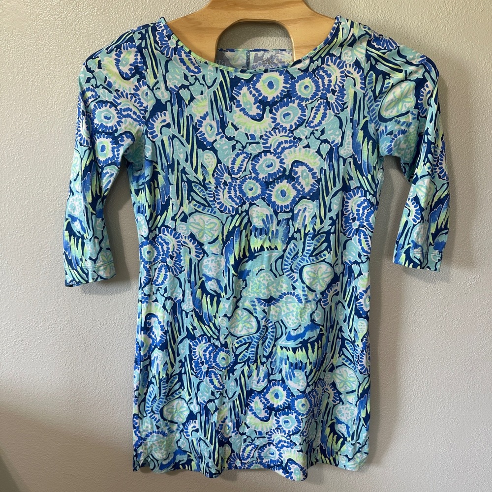 Lilly Pulitzer Marlowe Dress Sand Dollar Indigo Blue Pima Cotton Size‎ Medium